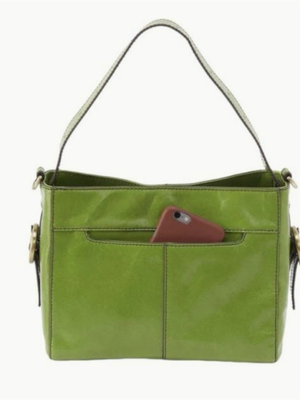 HOBO Lime Green Leather Shoulder Bag with Exterior Pocket - Picture 10 of 10
